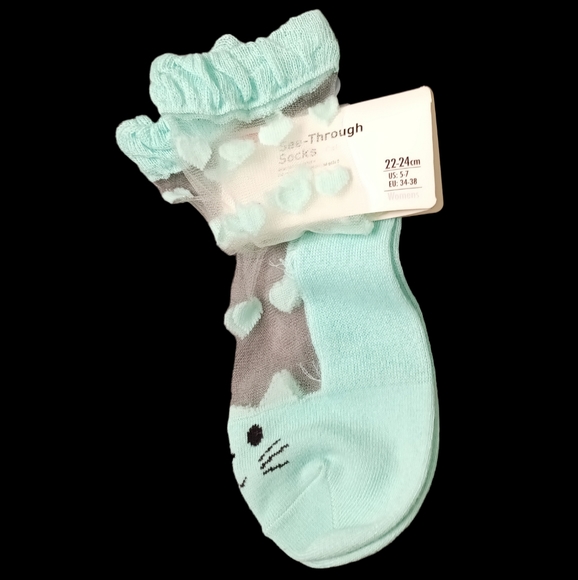 Daiso Girls See-Through Socks Cat - Picture 3 of 4